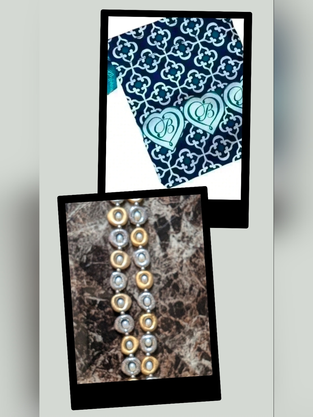 Brighton Gold and Silver Two-Row Bead Bracelet with Dust Bag